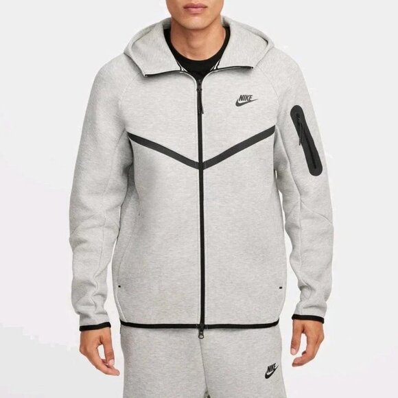 Nike Tech Fleece Heather Gray Windrunner Full-Zip Hoodie HV0949-063 Men's NEW - Picture 1 of 13